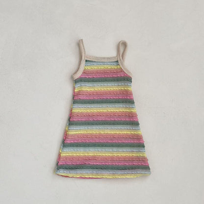 Toddler SS25 Stripe Tank Crochet Dress (1 - 7y) - 2 Colors kids outfit