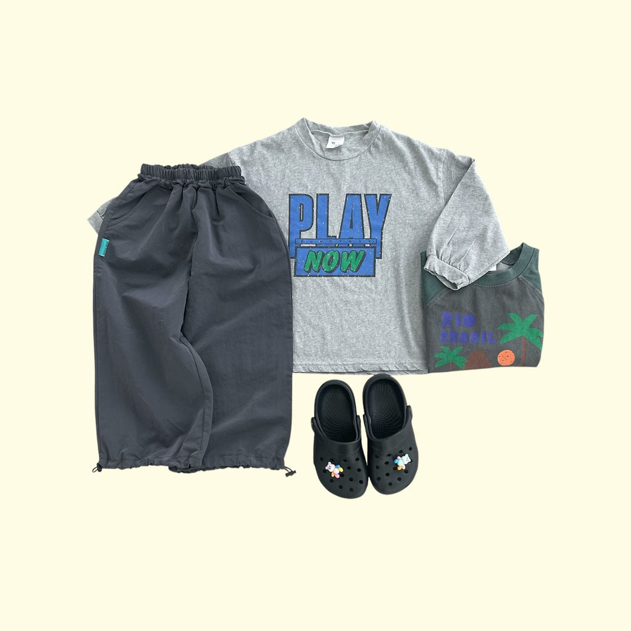 Toddler SS26 Adjustable Hem Jogger Pants (3 - 11y) - 2 Colors kids outfit