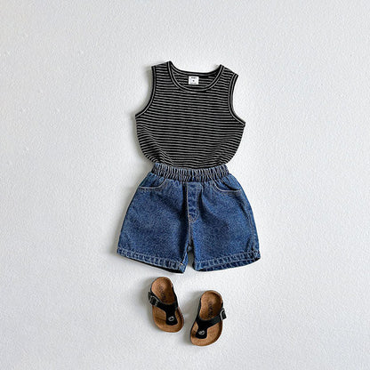 Toddler SS26 Basic Denim Shorts (2 - 10y) - 3 Colors - AT NOON STORE