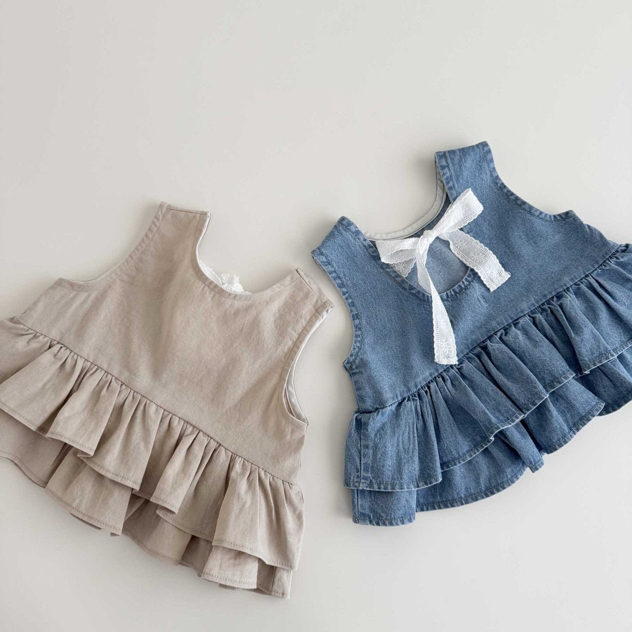 Toddler SS26 Bow Back Ruffle Hem Top (1 - 6y) - 2 Colors - AT NOON STORE
