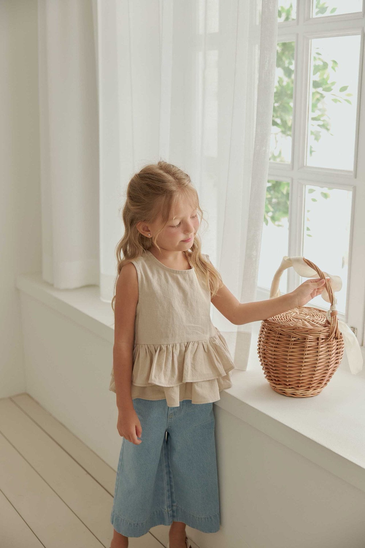Toddler SS26 Bow Back Ruffle Hem Top (1 - 6y) - 2 Colors - AT NOON STORE
