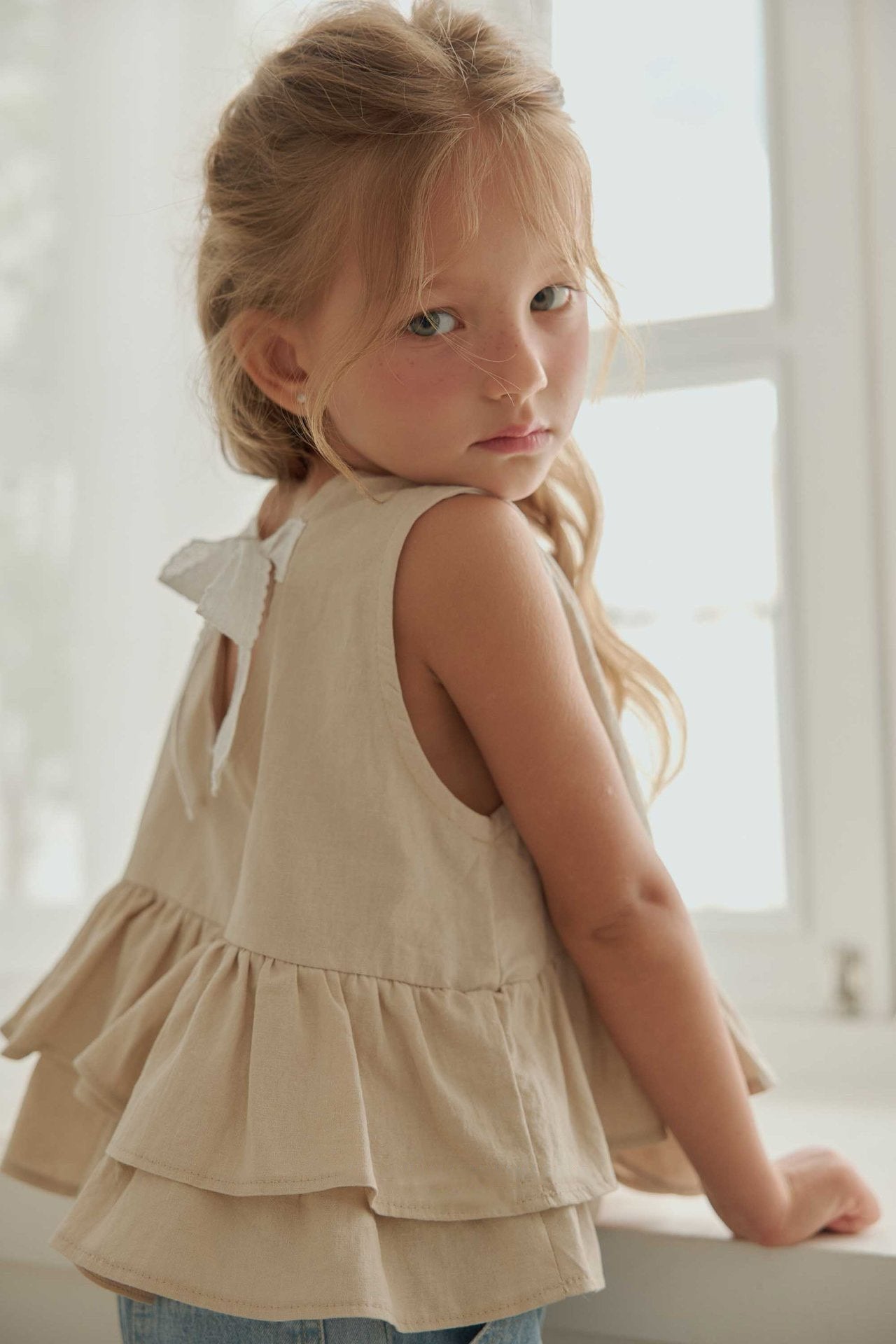 Toddler SS26 Bow Back Ruffle Hem Top (1 - 6y) - 2 Colors - AT NOON STORE