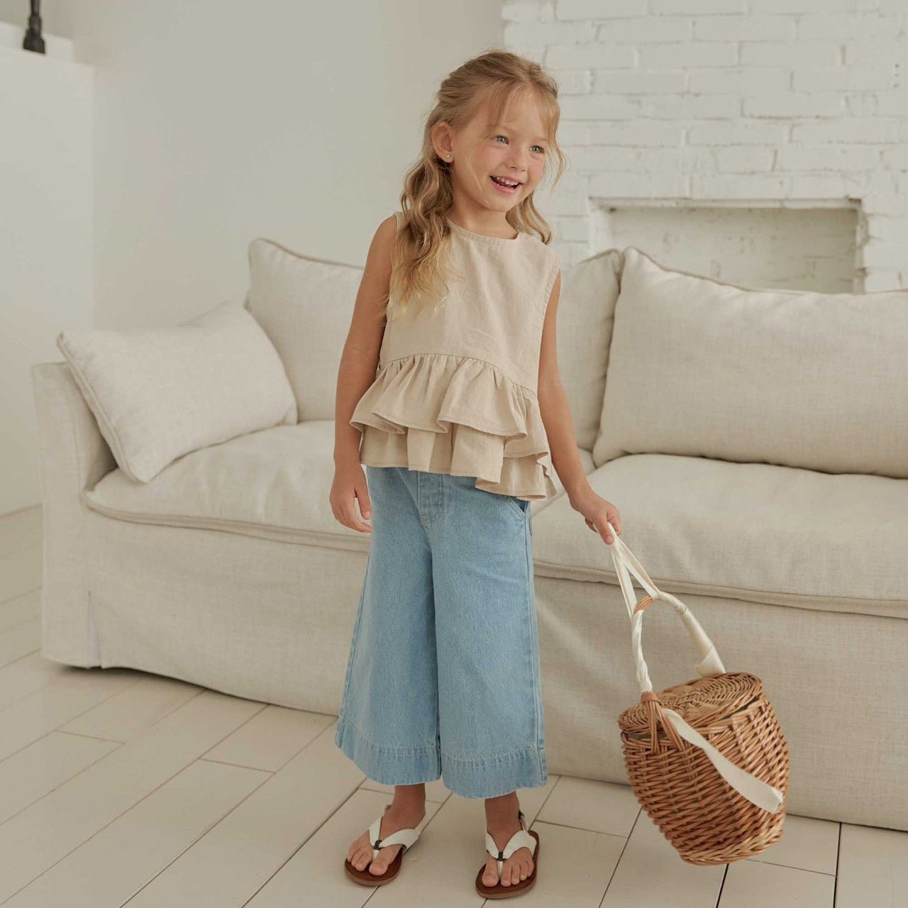 Toddler SS26 Bow Back Ruffle Hem Top (1 - 6y) - 2 Colors - AT NOON STORE