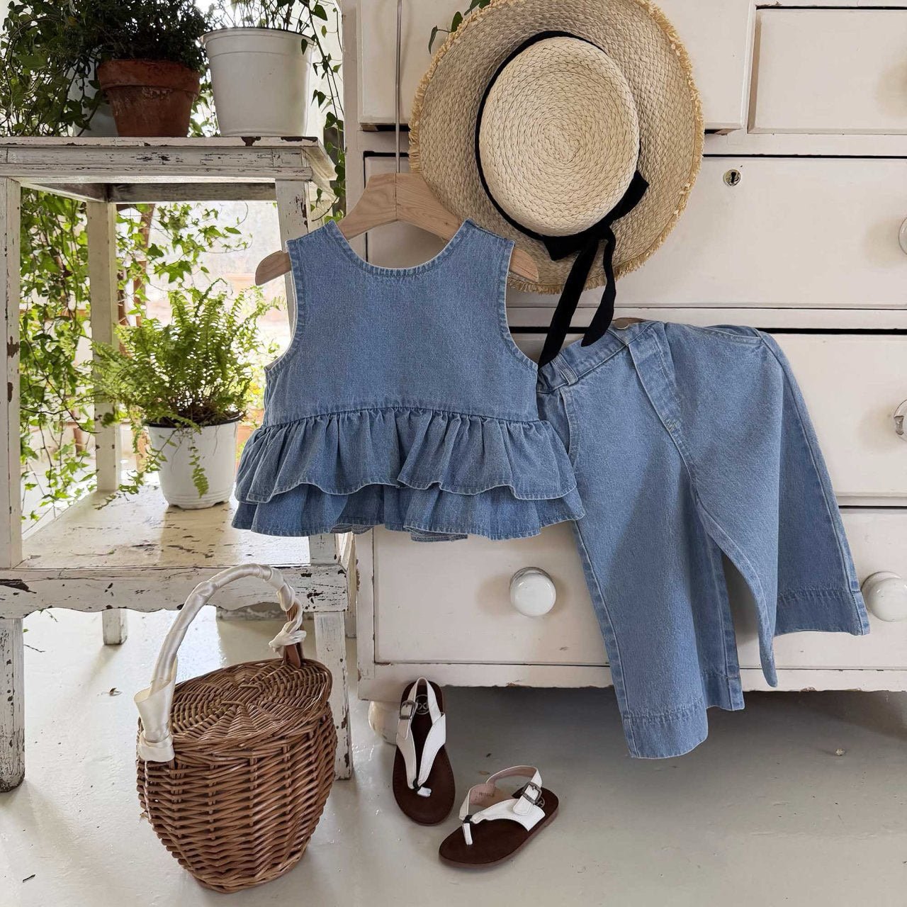 Toddler SS26 Bow Back Ruffle Hem Top (1 - 6y) - 2 Colors - AT NOON STORE