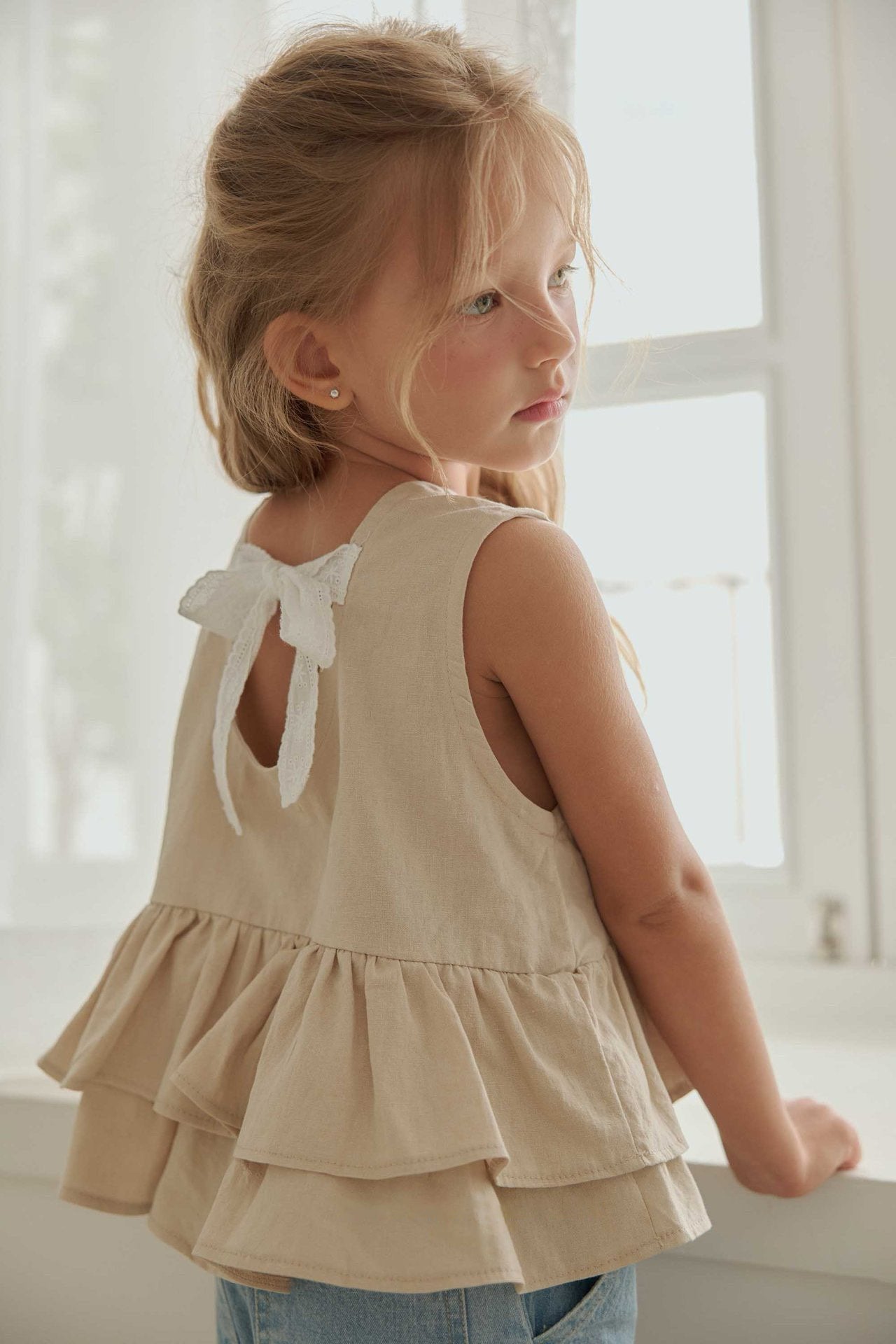 Toddler SS26 Bow Back Ruffle Hem Top (1 - 6y) - 2 Colors - AT NOON STORE
