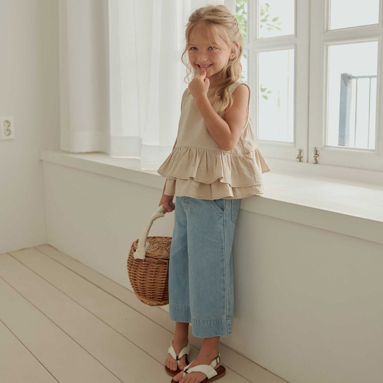 Toddler SS26 Bow Back Ruffle Hem Top (1 - 6y) - 2 Colors - AT NOON STORE