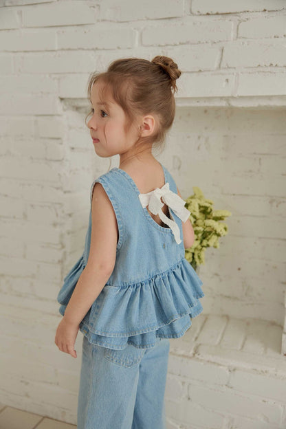 Toddler SS26 Bow Back Ruffle Hem Top (1 - 6y) - 2 Colors - AT NOON STORE