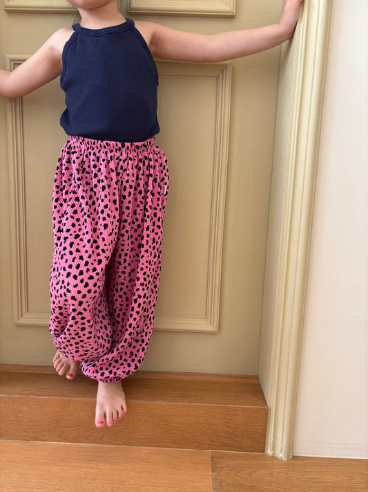Toddler SS26 Cheetah Pleated Jogger Pants (1 - 7y) - Pink - AT NOON STORE