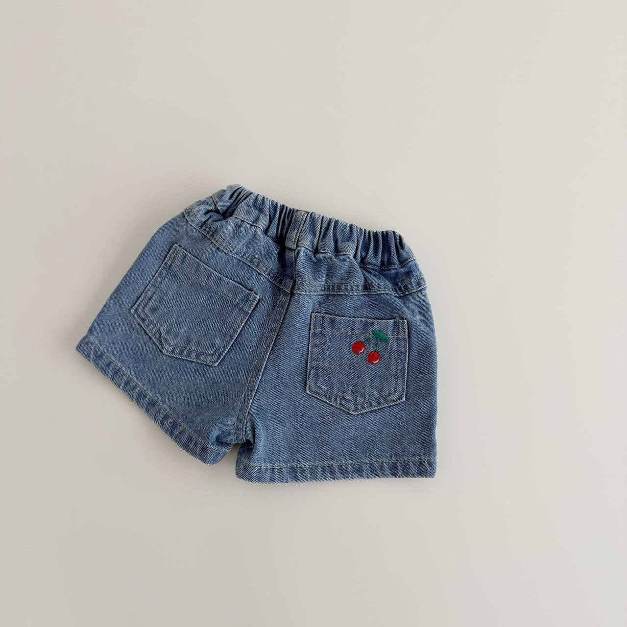 Toddler SS26 Cherry Embroidery Denim Shorts (1 - 6y) - Denim - AT NOON STORE