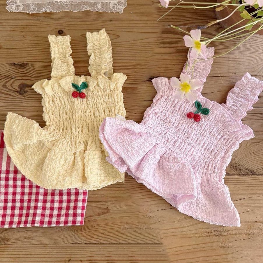 Toddler SS26 Cherry Smocked Peplum Top (1 - 6y) - 2 Colors - AT NOON STORE