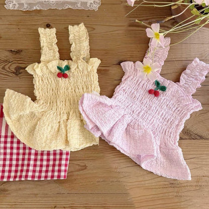 Toddler SS26 Cherry Smocked Peplum Top (1 - 6y) - 2 Colors - AT NOON STORE