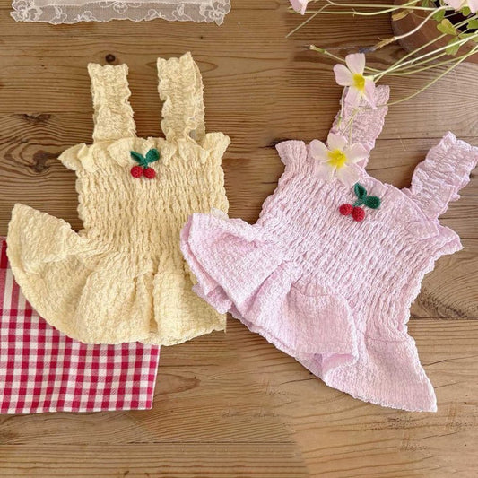 Toddler SS26 Cherry Smocked Peplum Top (1 - 6y) - 2 Colors - AT NOON STORE