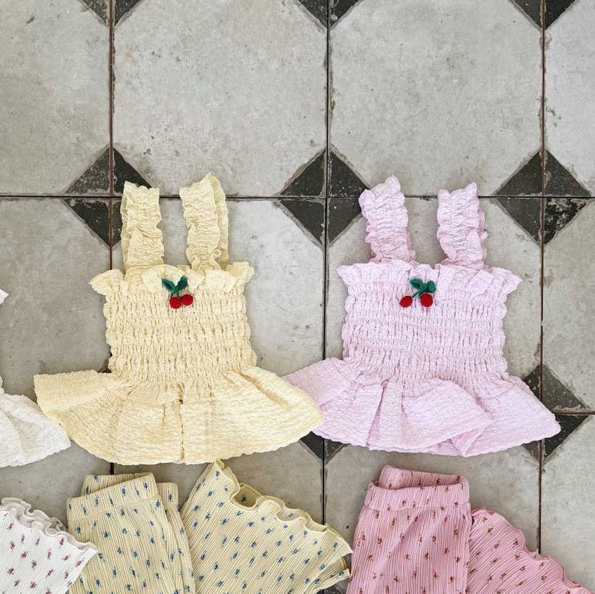 Toddler SS26 Cherry Smocked Peplum Top (1 - 6y) - 2 Colors - AT NOON STORE