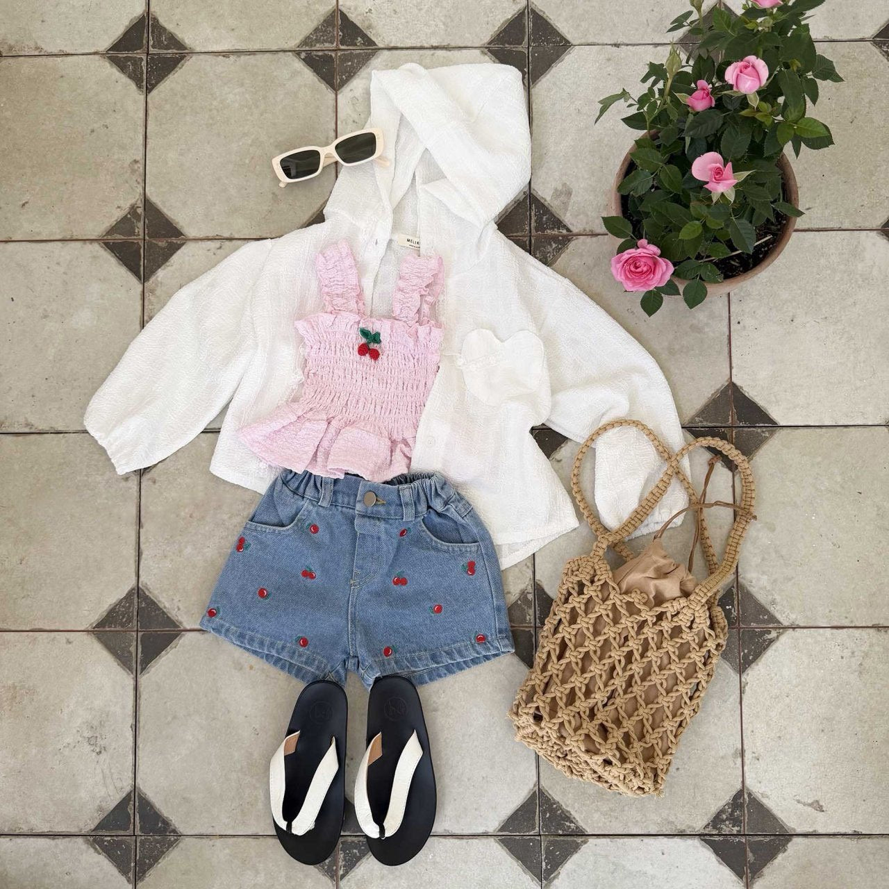 Toddler SS26 Cherry Smocked Peplum Top (1 - 6y) - 2 Colors - AT NOON STORE