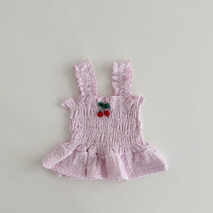 Toddler SS26 Cherry Smocked Peplum Top (1 - 6y) - 2 Colors - AT NOON STORE