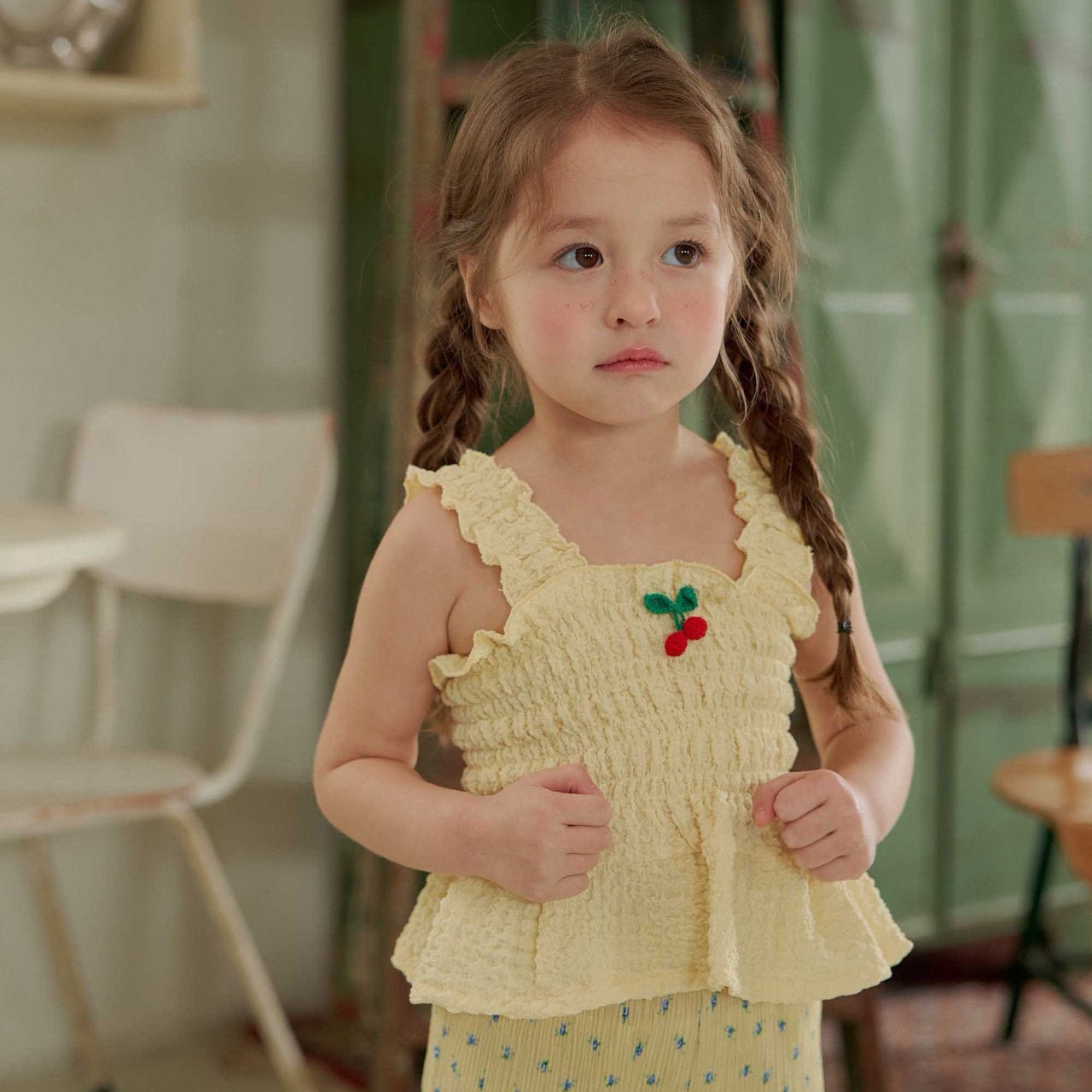 Toddler SS26 Cherry Smocked Peplum Top (1 - 6y) - 2 Colors - AT NOON STORE