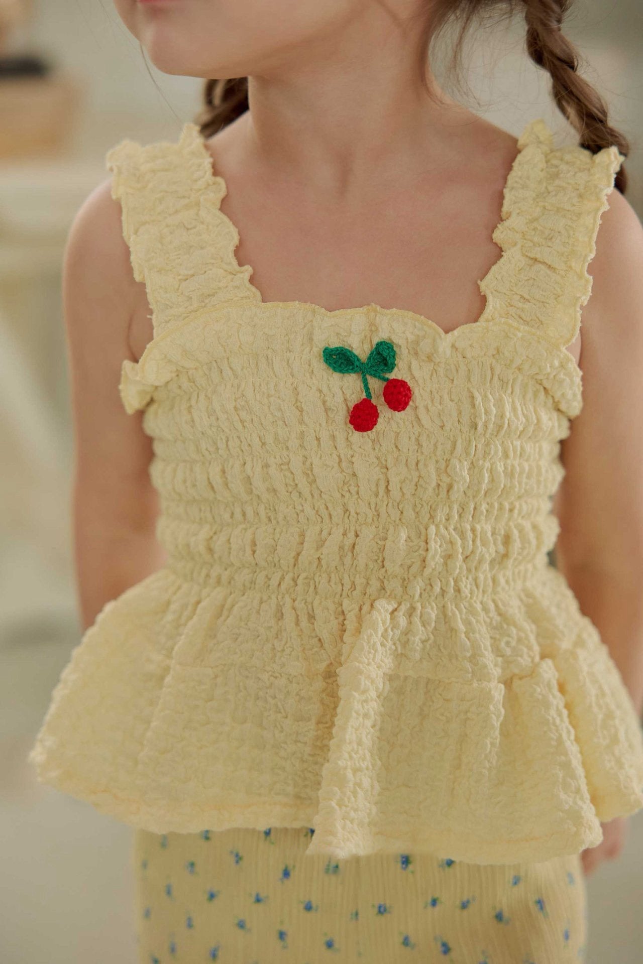 Toddler SS26 Cherry Smocked Peplum Top (1 - 6y) - 2 Colors - AT NOON STORE