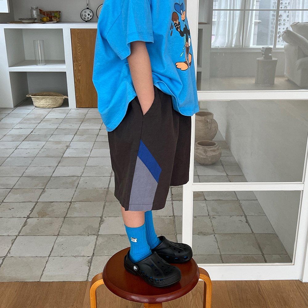 Toddler SS26 Colorblock Bermuda Shorts (3 - 7y) - Charcoal - AT NOON STORE