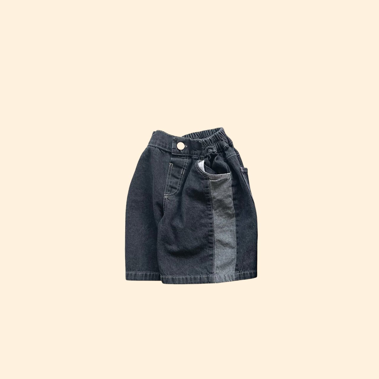 Toddler SS26 Colorblock Denim Bermuda Shorts (3 - 7y) - Black Denim - AT NOON STORE