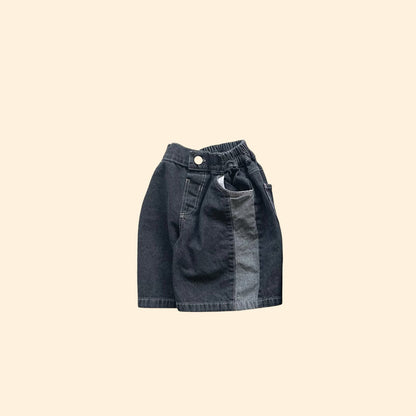 Toddler SS26 Colorblock Denim Bermuda Shorts (3 - 7y) - Black Denim - AT NOON STORE