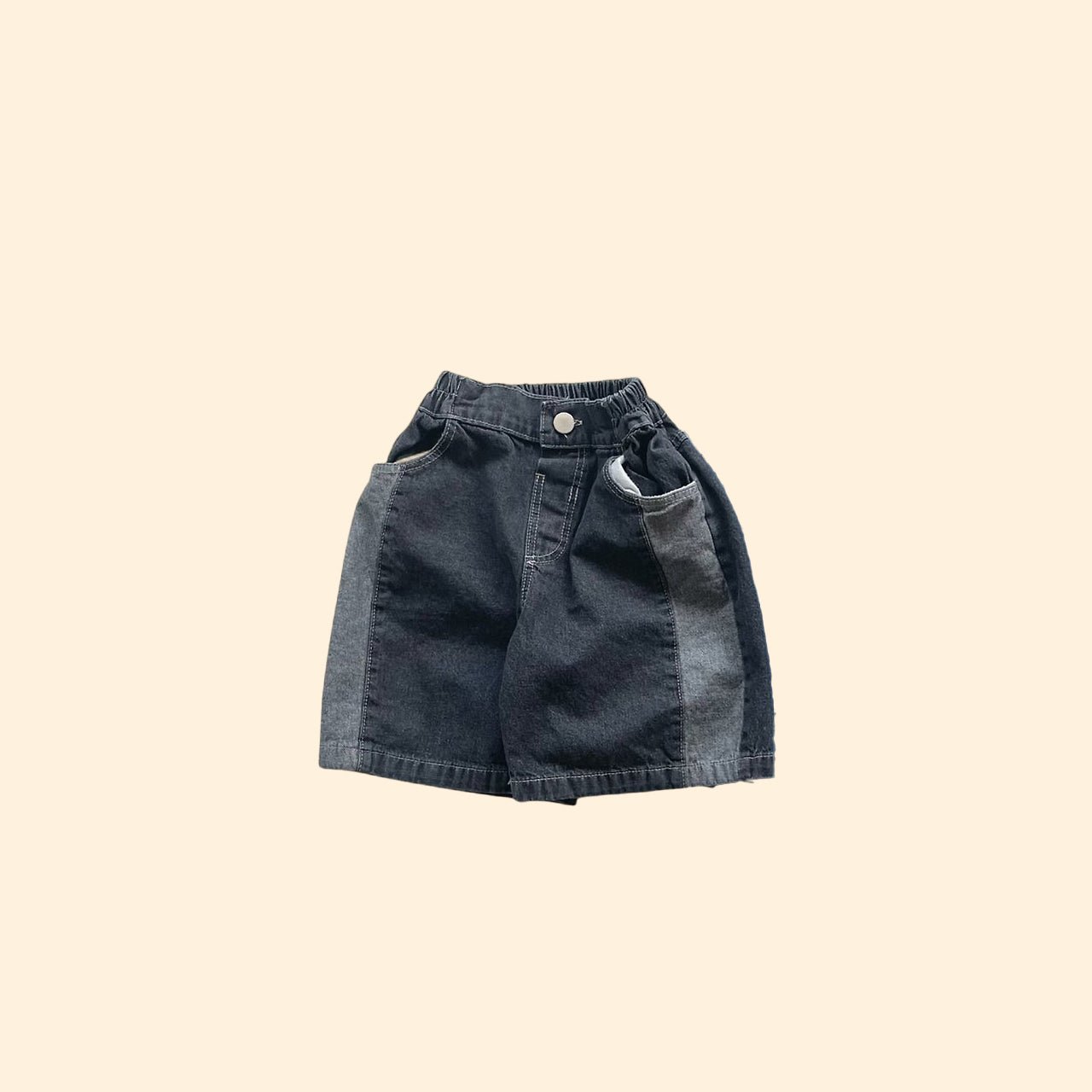 Toddler SS26 Colorblock Denim Bermuda Shorts (3 - 7y) - Black Denim - AT NOON STORE
