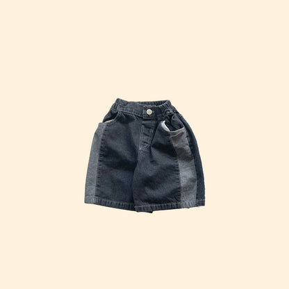 Toddler SS26 Colorblock Denim Bermuda Shorts (3 - 7y) - Black Denim - AT NOON STORE