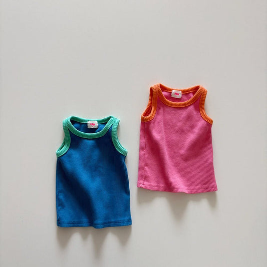 Toddler SS26 Colorblock Sleeveless Ribbed Top (1 - 6y) - 2 Colors kids outfit