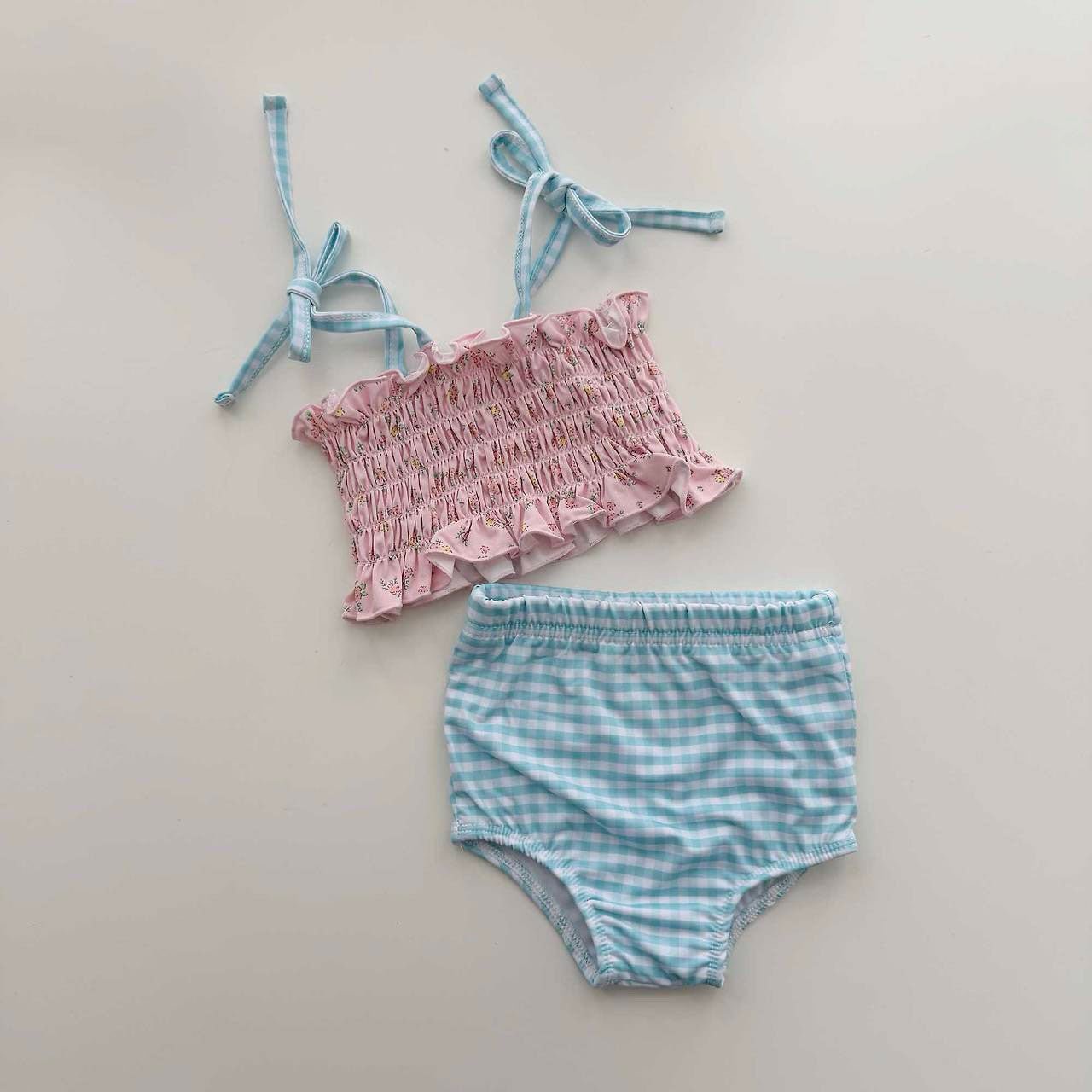 Toddler SS26 Floral Smocked Tankini 2 Piece Swim Suit (2-8y) - 2 Colors kids outfit