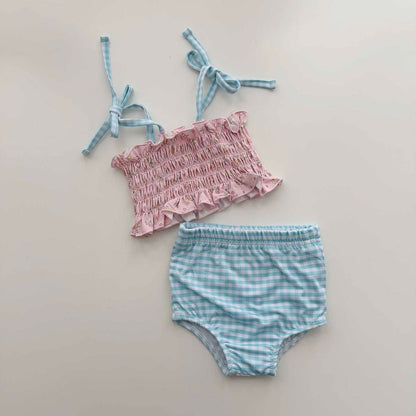 Toddler SS26 Floral Smocked Tankini 2 Piece Swim Suit (2-8y) - 2 Colors kids outfit