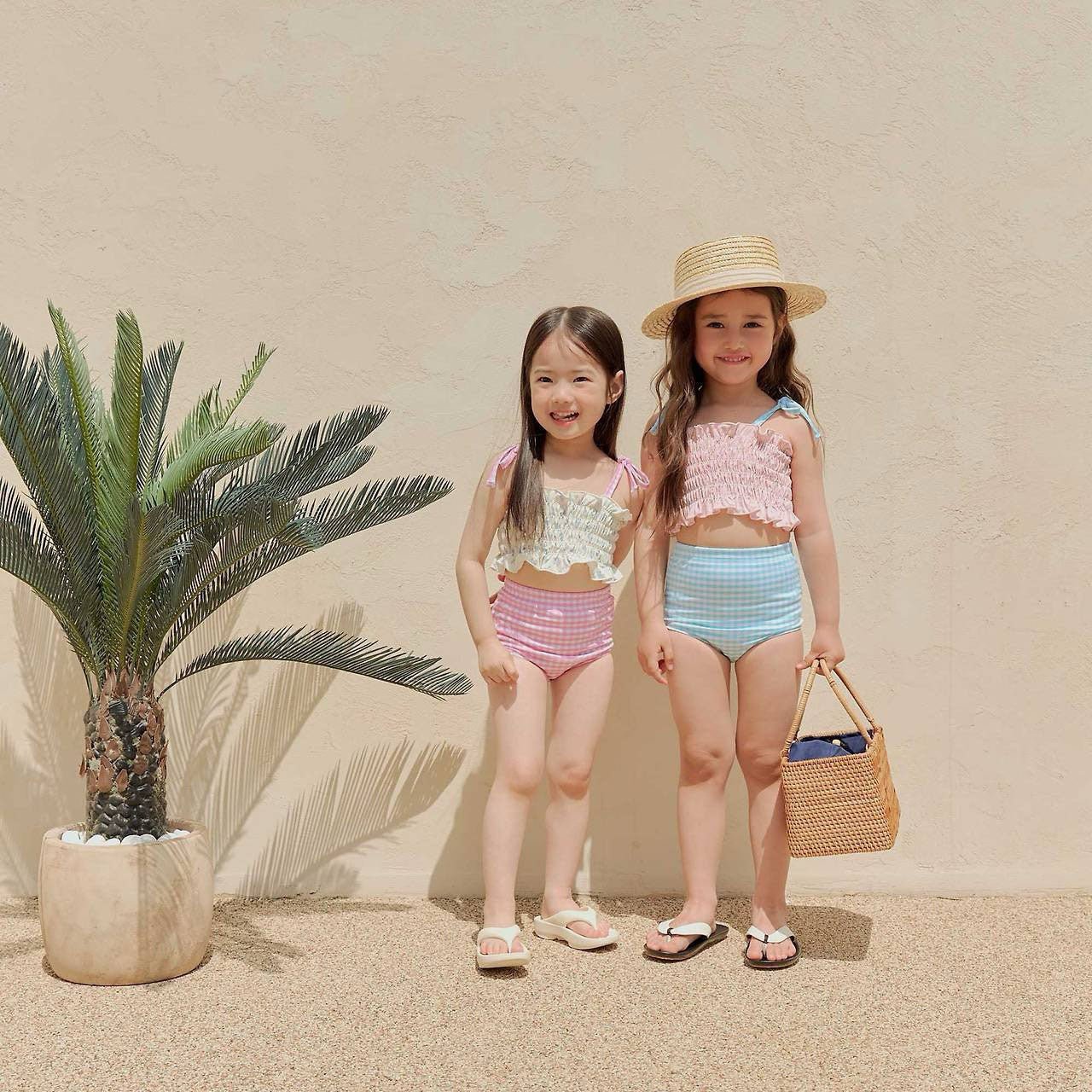 Toddler SS26 Floral Smocked Tankini 2 Piece Swim Suit (2-8y) - 2 Colors kids outfit