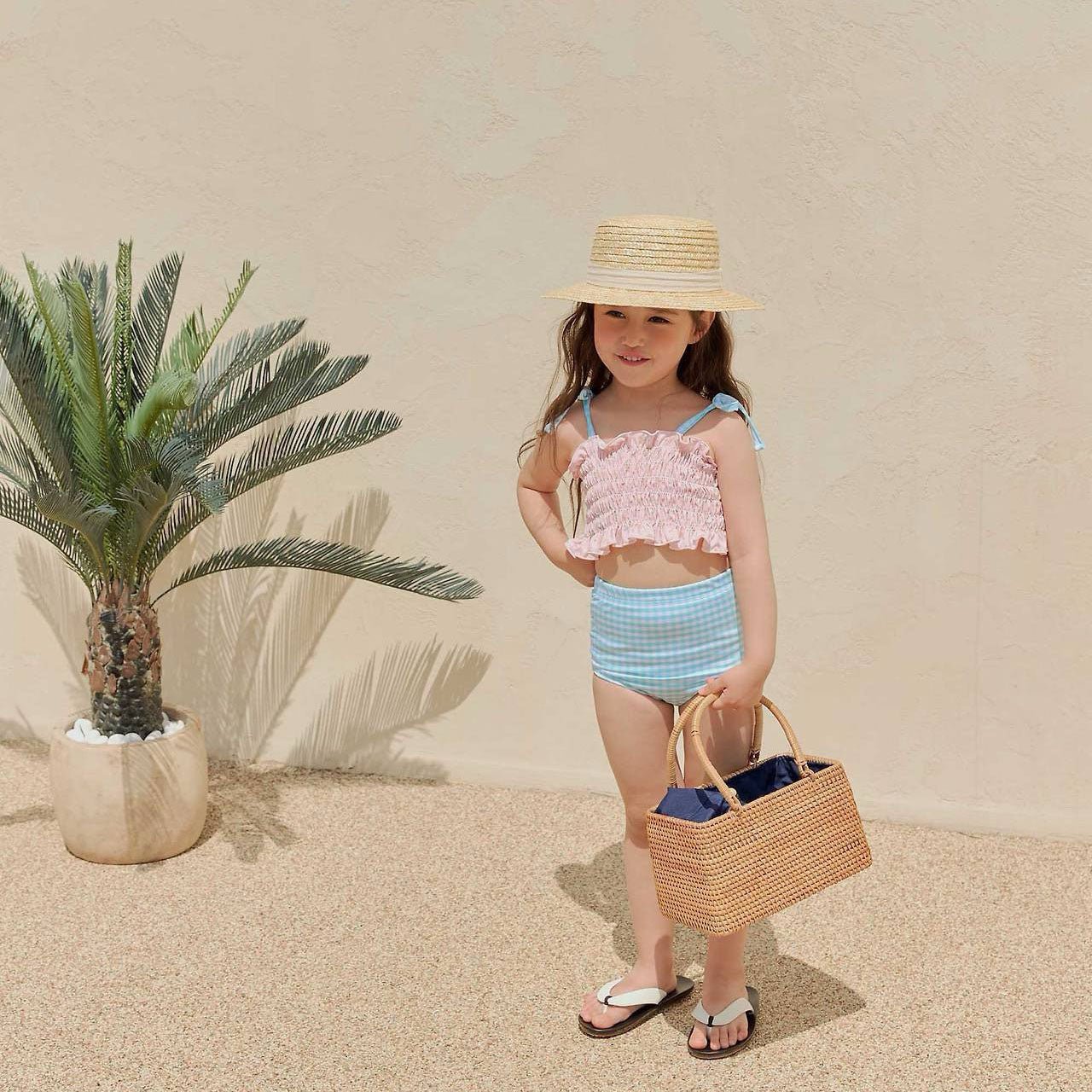 Toddler SS26 Floral Smocked Tankini 2 Piece Swim Suit (2-8y) - 2 Colors kids outfit
