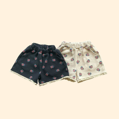 Toddler SS26 Floral Waffle Lace Detail Short Sleeve Semi Crop Top and Shorts Set (3 - 7y) - 2 Colors - AT NOON STORE