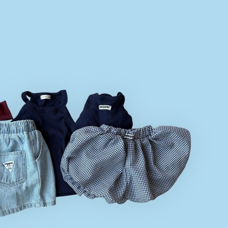 Toddler SS26 Gingham Balloon Shorts (1 - 7y) - Navy - AT NOON STORE