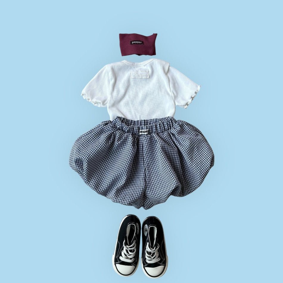 Toddler SS26 Gingham Balloon Shorts (1 - 7y) - Navy - AT NOON STORE