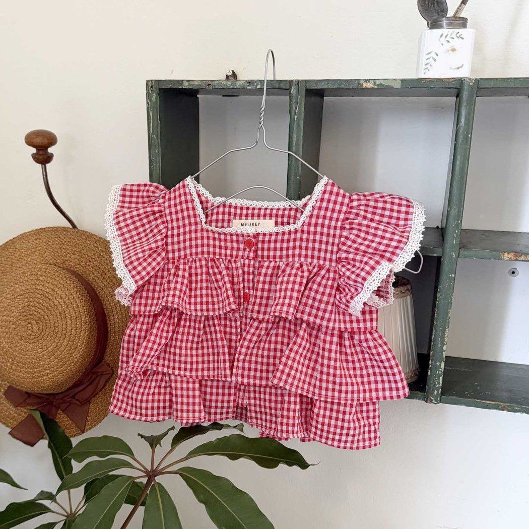 Toddler SS26 Gingham Layered Ruffle Top (1 - 6y) - 2 Colors - AT NOON STORE