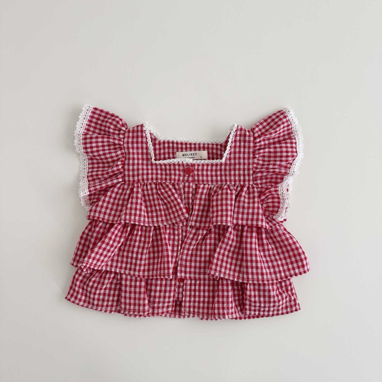 Toddler SS26 Gingham Layered Ruffle Top (1 - 6y) - 2 Colors - AT NOON STORE