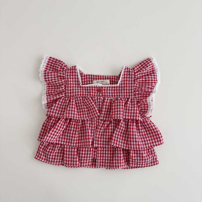 Toddler SS26 Gingham Layered Ruffle Top (1 - 6y) - 2 Colors - AT NOON STORE
