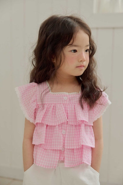 Toddler SS26 Gingham Layered Ruffle Top (1 - 6y) - 2 Colors - AT NOON STORE