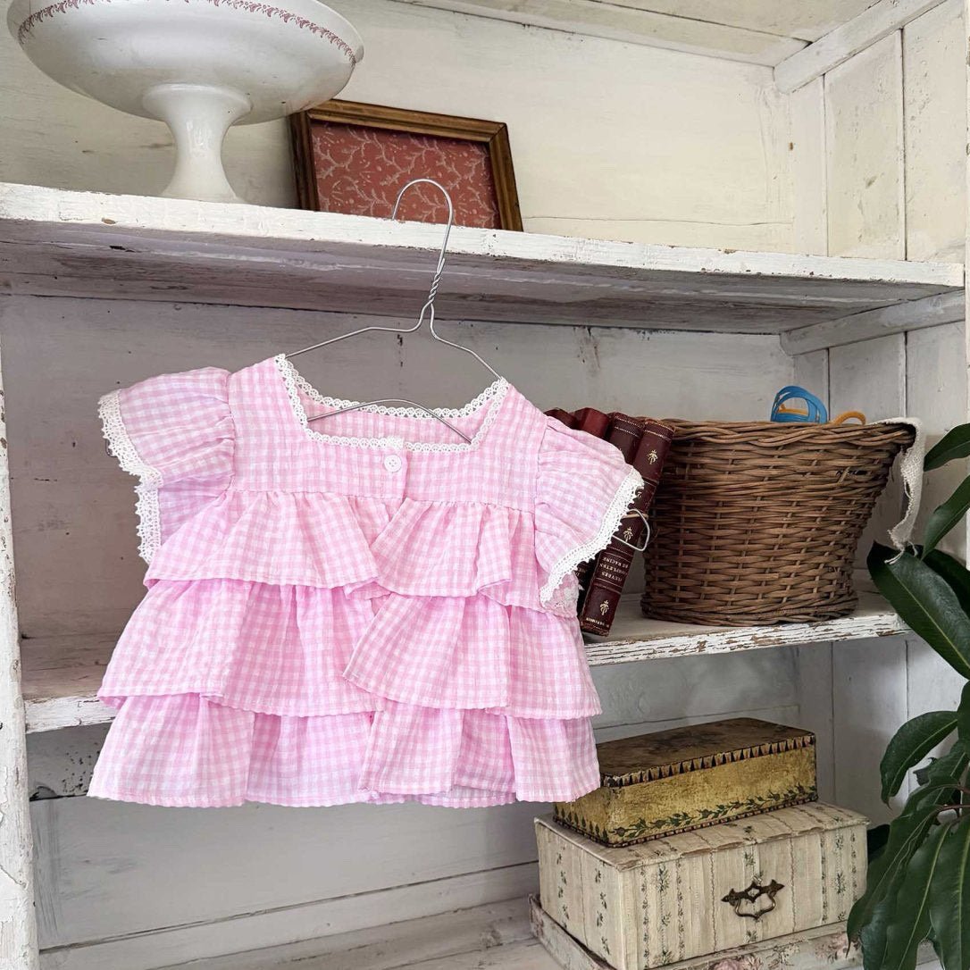 Toddler SS26 Gingham Layered Ruffle Top (1 - 6y) - 2 Colors - AT NOON STORE