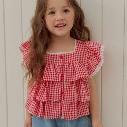 Toddler SS26 Gingham Layered Ruffle Top (1 - 6y) - 2 Colors - AT NOON STORE