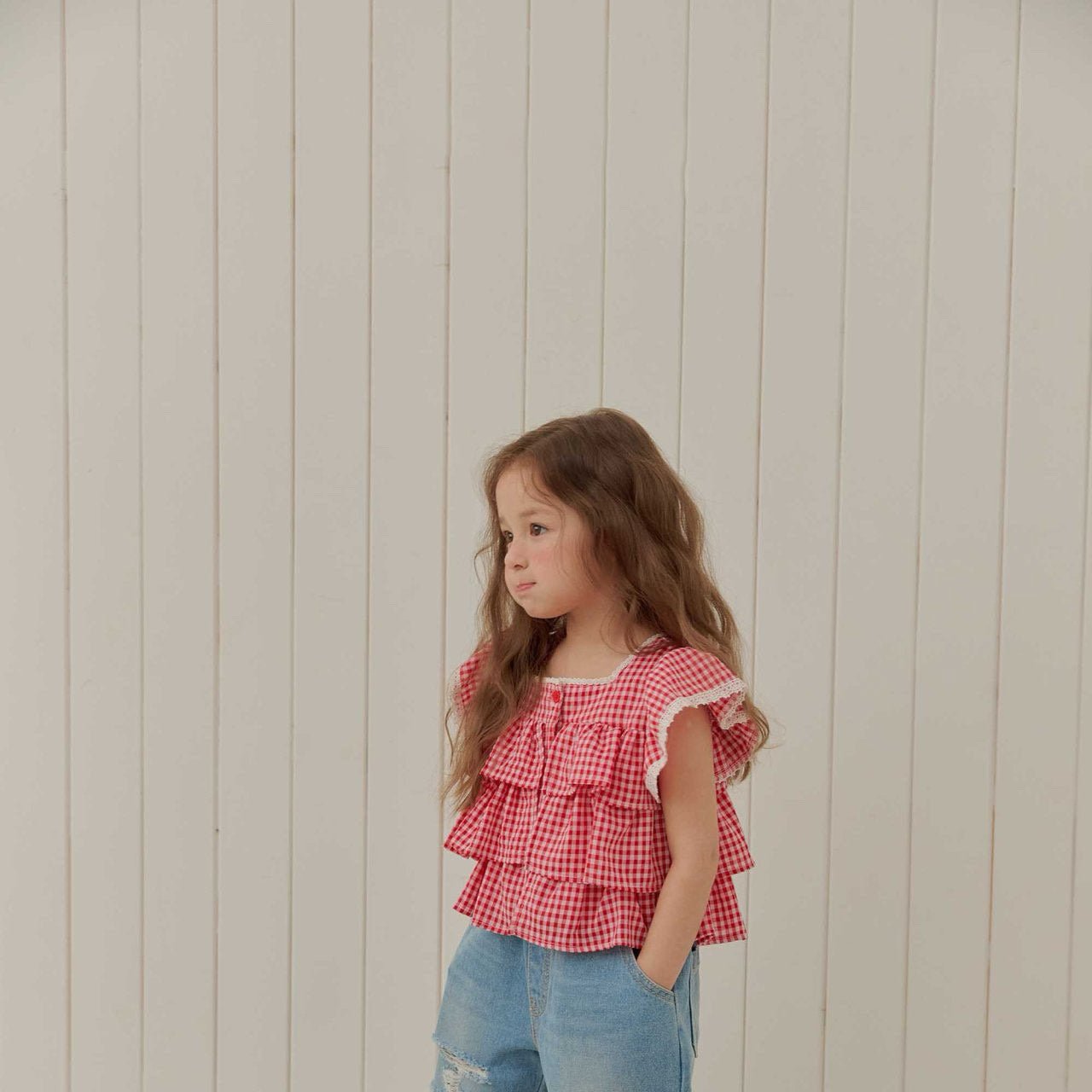 Toddler SS26 Gingham Layered Ruffle Top (1 - 6y) - 2 Colors - AT NOON STORE