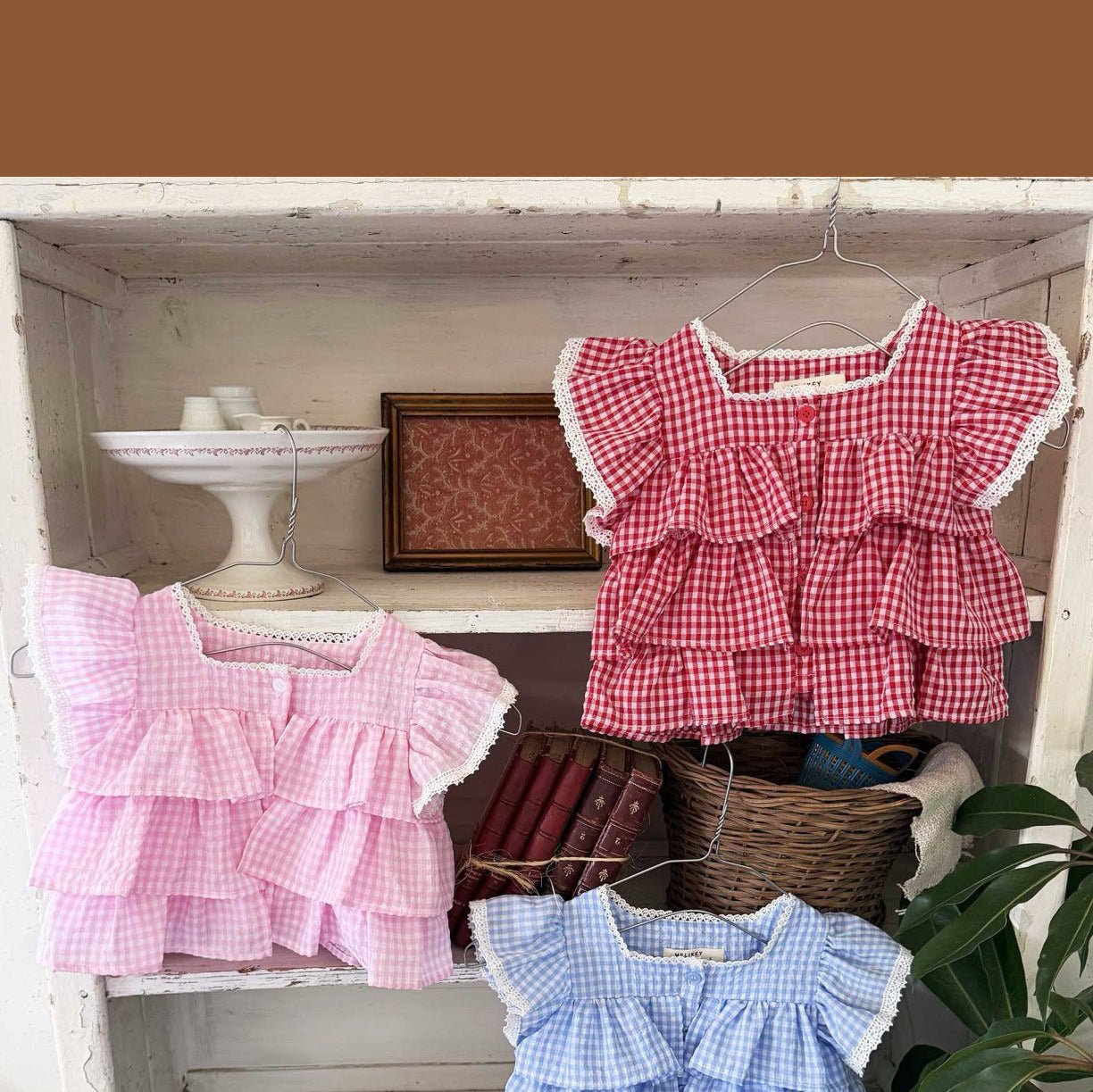 Toddler SS26 Gingham Layered Ruffle Top (1 - 6y) - 2 Colors - AT NOON STORE