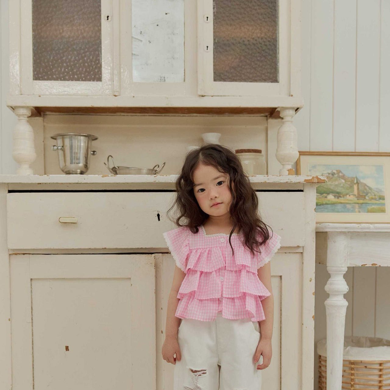 Toddler SS26 Gingham Layered Ruffle Top (1 - 6y) - 2 Colors - AT NOON STORE
