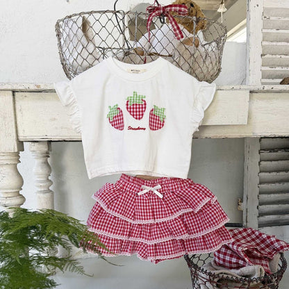 Toddler SS26 Gingham Ruffle Shorts (1 - 6y) - Red - AT NOON STORE