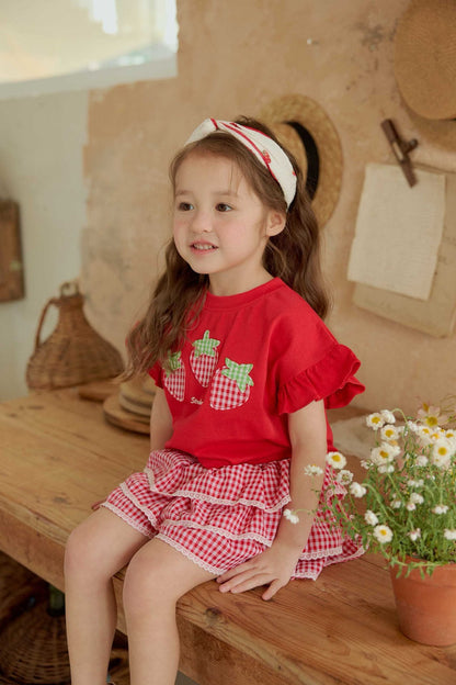 Toddler SS26 Gingham Ruffle Shorts (1 - 6y) - Red - AT NOON STORE