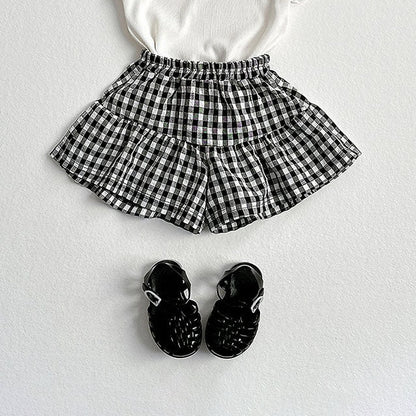 Toddler SS26 Gingham Ruffle Shorts (2 - 8y) - Black - AT NOON STORE