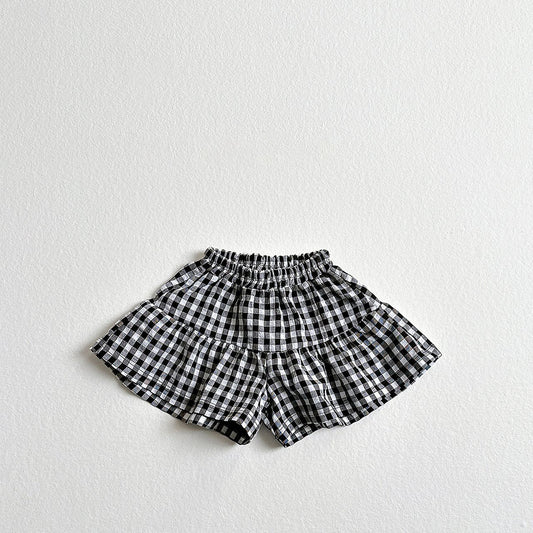 Toddler SS26 Gingham Ruffle Shorts (2 - 8y) - Black - AT NOON STORE
