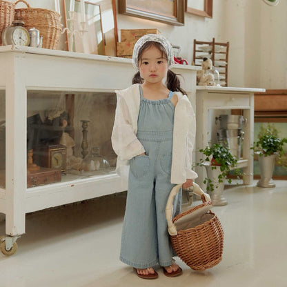 Toddler SS26 Heart Pocket Tie Back Overalls (1 - 6y) - Light Denim - AT NOON STORE