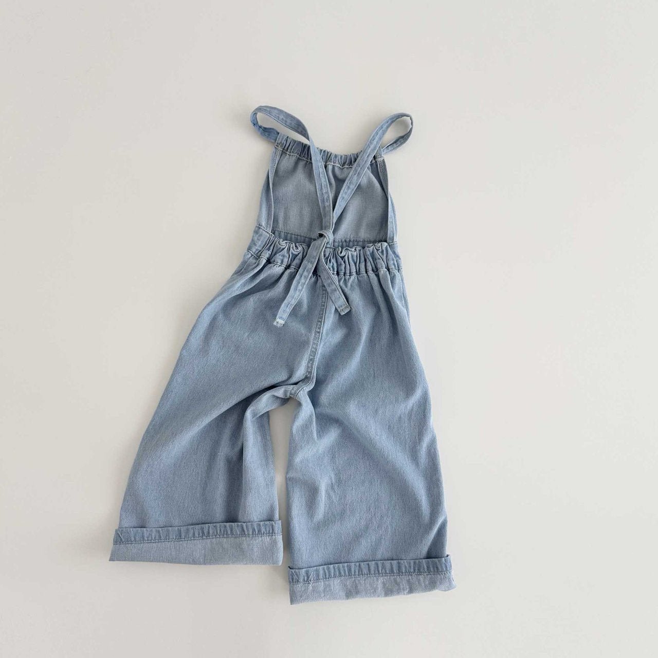 Toddler SS26 Heart Pocket Tie Back Overalls (1 - 6y) - Light Denim - AT NOON STORE