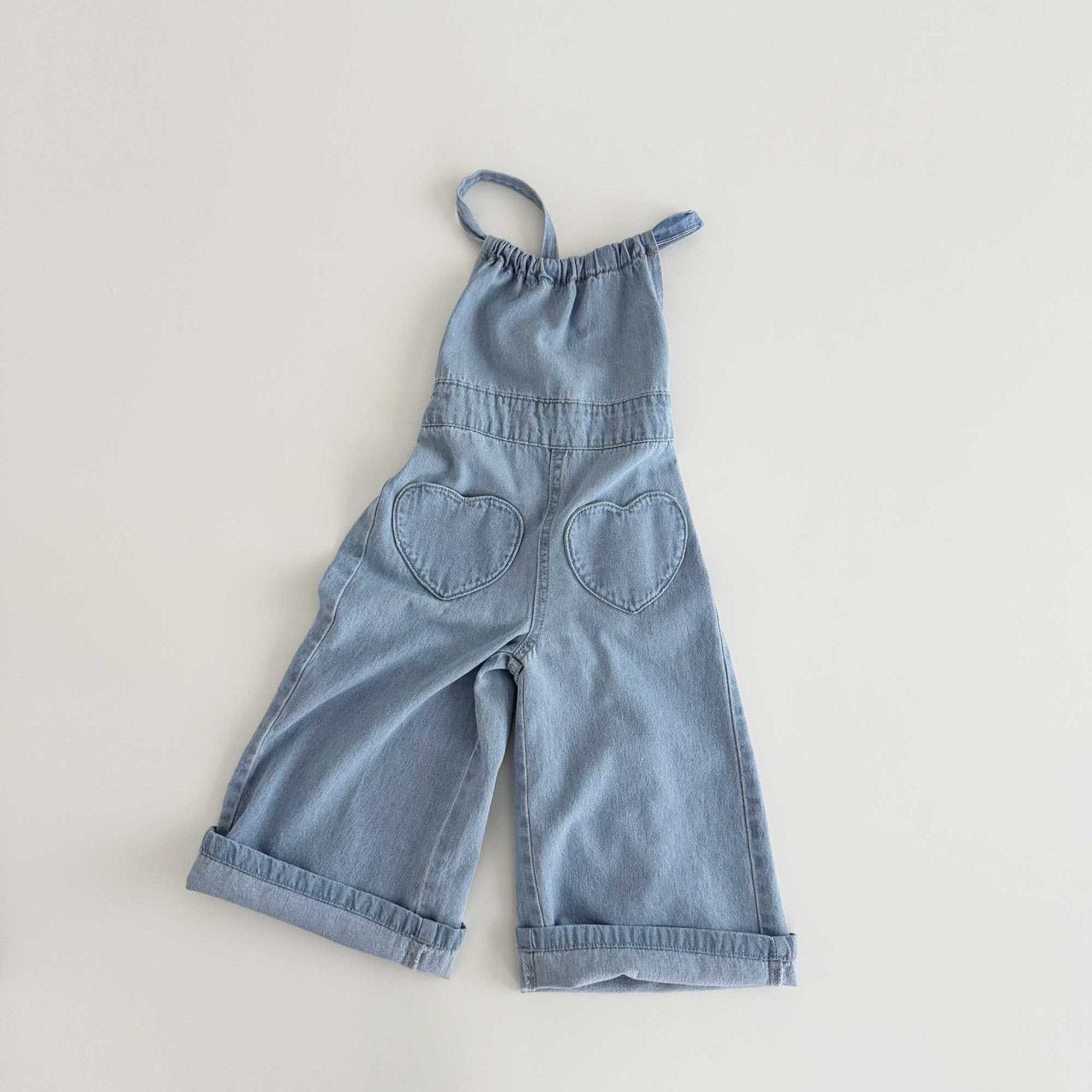 Toddler SS26 Heart Pocket Tie Back Overalls (1 - 6y) - Light Denim - AT NOON STORE
